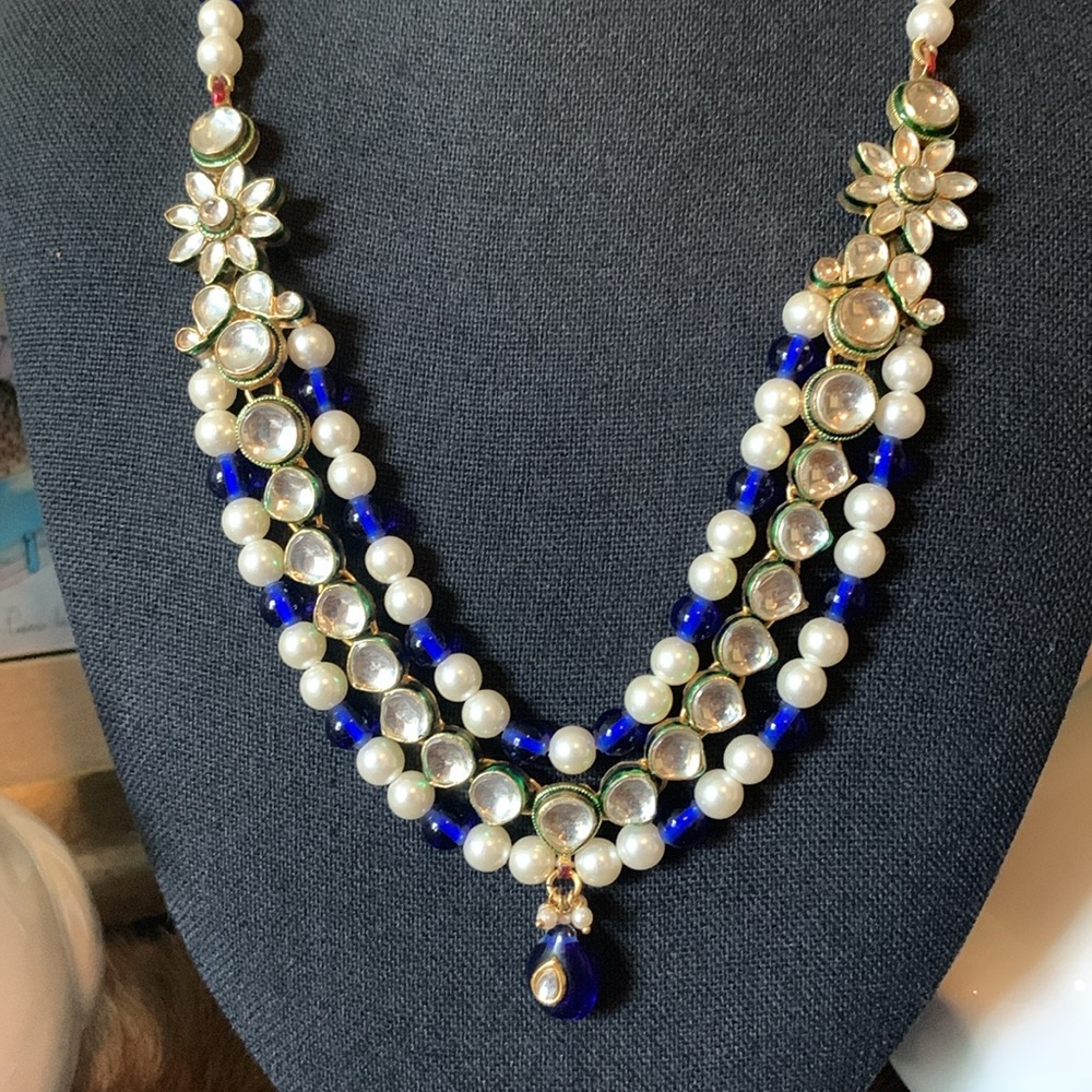 Vintage Belt - Blue White Daisy Flower beaded Retro 1970’s Vine Slide - Picture 8 of 14